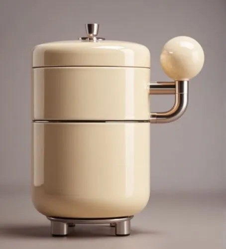 复古 奶油 圆润 亮面,a coffee pot is shaped like a rocket with handle,fragrance teapot,coffee percolator,coffee pot,coffee grinder,pepper shaker,cocktail shaker,Photography,General,Realistic