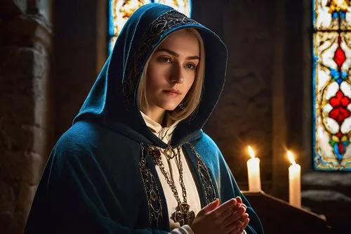 the prophet mary,candlemas,canoness,saoirse,prioress,clergywoman,woman praying,abbess,praying woman,foundress,mary 1,seoige,novitiate,ertugrul,marian,portrait of christi,candelight,joan of arc,rosary,nunsense,Art,Classical Oil Painting,Classical Oil Painting 22