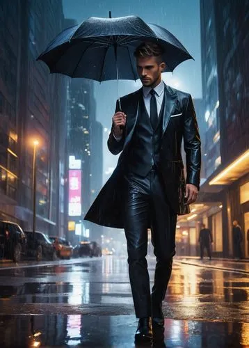 man with umbrella,black businessman,usher,a black man on a suit,walking in the rain,salaryman,dojima,rainman,overcoat,drake,heavy rain,men's suit,businessman,khaldoon,statham,dark suit,mcartor,weatherman,full hd wallpaper,brolly,Art,Classical Oil Painting,Classical Oil Painting 20