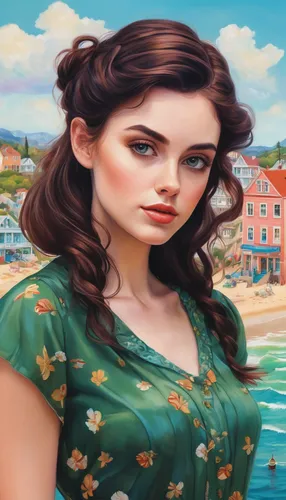 girl on the river,the sea maid,girl with a dolphin,sea beach-marigold,rosa ' amber cover,girl on the boat,portrait of a girl,young woman,fantasy portrait,romantic portrait,girl with bread-and-butter,girl in a historic way,marina,girl in a long,world digital painting,beach background,lilian gish - female,girl portrait,portrait background,oil painting,Conceptual Art,Daily,Daily 15