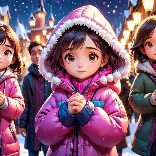 kumiko,mei,christmas trailer,snow figures,snow drawing,shanghai disney,Anime,Anime,Cartoon