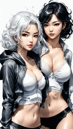 white and black,sisters,two girls,nuns,white and black color,kotobukiya,fashion dolls,salt and pepper,duo,yin and yang,porcelain dolls,bad girls,silver,motorboats,opposites,doll figures,mom and daughter,mother and daughter,anime 3d,angel and devil,Illustration,Paper based,Paper Based 30