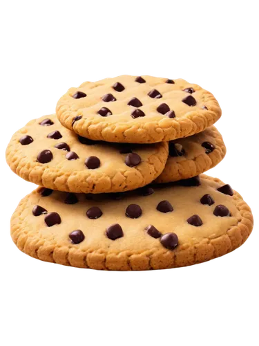 Freshly baked cookies, sweet aroma, soft golden brown texture, crunchy edges, white sugar sprinkles, chocolate chips, warm lighting, shallow depth of field, 3/4 composition, mouth-watering, appetizing