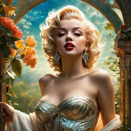 marylyn monroe - female,fantasy portrait,marylin monroe,fantasy art,secret garden of venus,fantasy picture,emile vernon,marilyn,fantasy woman,aphrodite,cinderella,pin ups,blonde woman,pin-up girl,pin-up model,romantic portrait,merilyn monroe,pin-up,pinup girl,retro pin up girl,Conceptual Art,Fantasy,Fantasy 05