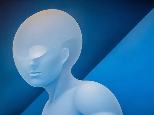 Mœbius influence,an image of a male mannequin with different facial expressions,spiritualized,binaural,abductee,argost,transhumanism,teleomorph