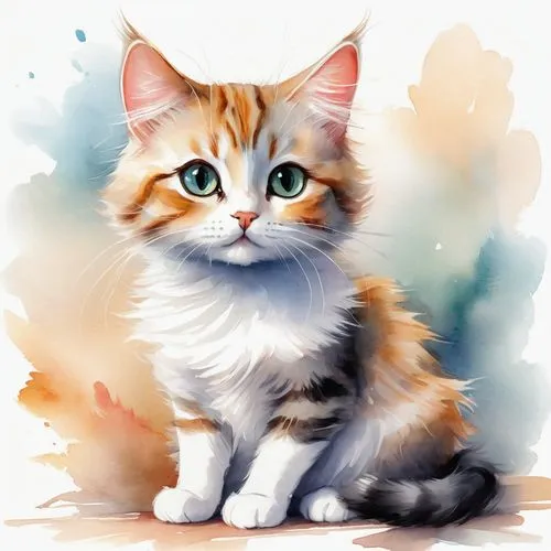 calico cat,turkish van,ginger kitten,cat vector,watercolor cat,cute cat,turkish angora,siberian cat,cartoon cat,drawing cat,maincoon,red tabby,british longhair cat,firestar,breed cat,kurilian bobtail,calico,norwegian forest cat,cat portrait,ginger cat,Illustration,Paper based,Paper Based 11