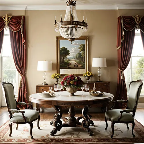 dining room table,dining room,dining table,breakfast room,victorian table and chairs,tablescape,interior decor,antique table,valances,table setting,ornate room,baccarat,tureens,opulently,cochere,highgrove,rosecliff,danish room,lanesborough,great room