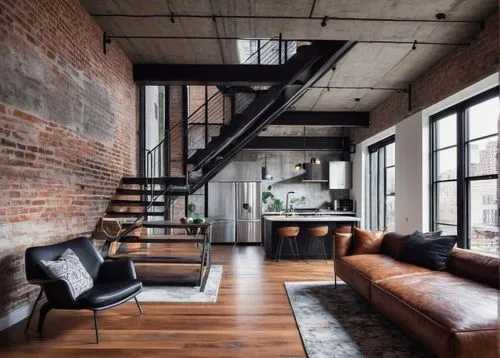 loft,lofts,rowhouse,steel stairs,penthouses,contemporary decor,hardwood floors,red brick,modern decor,apartment lounge,brownstone,brick house,fire escape,interior design,interior modern design,redbrick,shared apartment,modern style,staircases,an apartment,Illustration,Black and White,Black and White 14