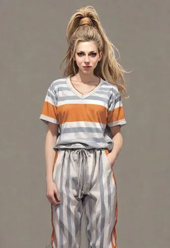 horizontal stripes,striped background,pajamas,pjs,stripes,jumpsuit,one-piece garment,striped,loose pants,isolated t-shirt,sweatpant,tee,female model,prisoner,trousers,fashion vector,stripe,stripped leggings,pants,garment,Digital Art,Comic