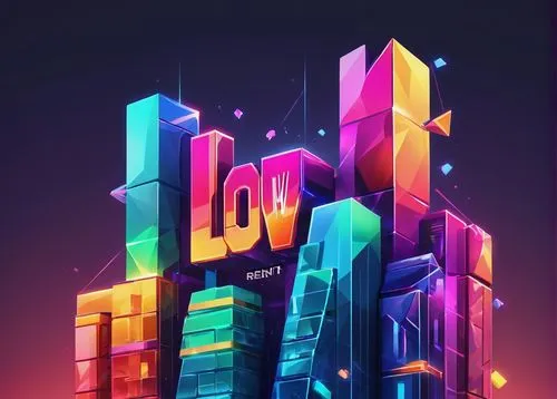 80's design,cube love,low-poly,colorful city,low poly,colorful heart,gradient effect,colorful foil background,abstract retro,cinema 4d,typography,love background,mobile video game vector background,colorful background,heart background,neon sign,retro background,neon arrows,lost love,low color,Unique,3D,Low Poly