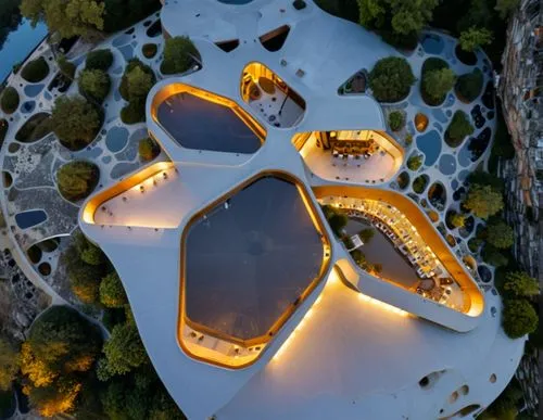 futuristic architecture,roof domes,futuristic art museum,soumaya museum,dubai miracle garden,jewelry（architecture）,gardens by the bay,solar cell base,eco hotel,largest hotel in dubai,aerial landscape,