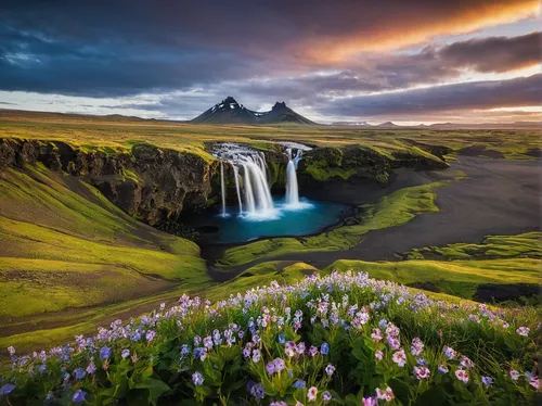 eastern iceland,kirkjufell river,seljalandsfoss,iceland,kirkjufell,skogafoss,landscapes beautiful,beautiful landscape,haifoss,iceland horse,natural scenery,landscape photography,splendor of flowers,natural landscape,the natural scenery,lilies of the valley,wonders of the world,united states national park,nature landscape,icelanders,Illustration,Retro,Retro 11