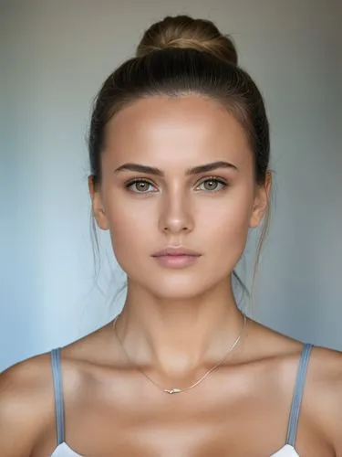 Full-size sample portrait,a beautiful woman with blond hair in a tank top,elitsa,ukranian,isinbaeva,rhinoplasty,microdermabrasion,natural cosmetic,Photography,General,Realistic