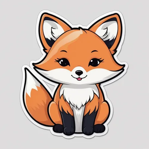 a adorable fox, cute kawaii sticker, white background, illustration, minimalism, vector, Light Pure background,cute fox,adorable fox,little fox,a fox,fox,child fox,redfox,red fox,swift fox,pencil icon