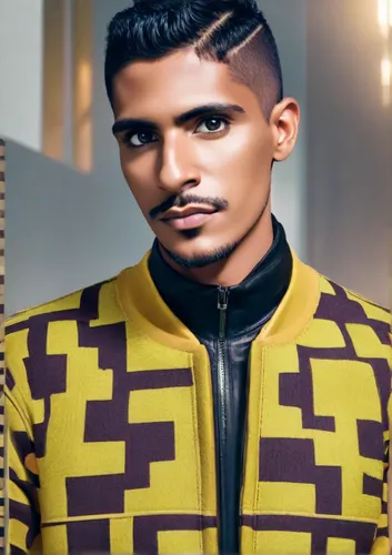 male model,yellow jacket,indian celebrity,pakistani boy,abdel rahman,mohawk hairstyle,indian,caesar cut,yellow and black,pompadour,men's wear,versace,men's suit,stylograph,hi-top fade,smart look,social,devikund,east indian,matador