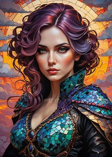 triss,fantasy portrait,liliana,fantasy art,demelza,medusa,la violetta,sci fiction illustration,fantasy woman,karakas,sorceress,viveros,esmeralda,jasinski,sibella,chandra,maeve,askani,contessa,solara,Illustration,Paper based,Paper Based 04