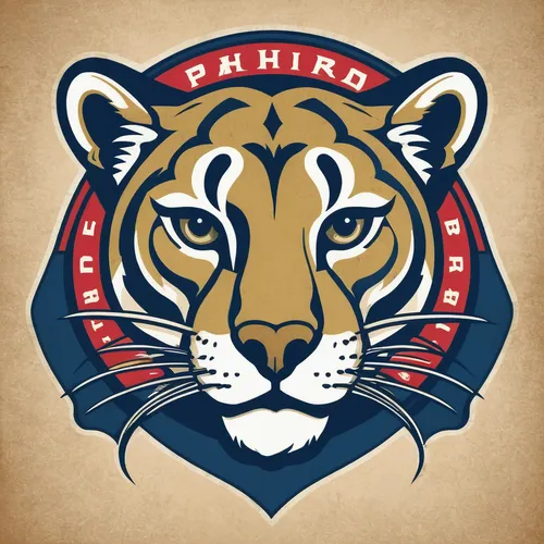 Craft a vintage-inspired Florida Panthers logo that showcases a stylized panther head surrounded by classic typography.,kaohsiung,nakuru,tigers,panthera leo,nepal rs badge,type royal tiger,kr badge,ra