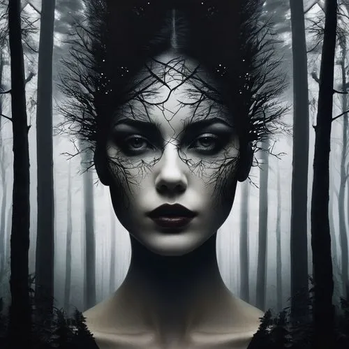 ظلام الليل فى غابة سوداء ,unseelie,dryad,the enchantress,seelie,gothic portrait,faery,faerie,gothika,jingna,enchantress,mystical portrait of a girl,forest dark,hekate,gothic woman,dryads,dark art,pers