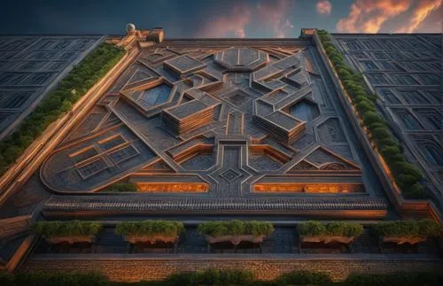 solar cell base,3d rendering,art deco,office building,render,hospital landing pad,sun dial,yantra,helipad,maze,skyscapers,build by mirza golam pir,3d render,stalin skyscraper,industrial building,sundi