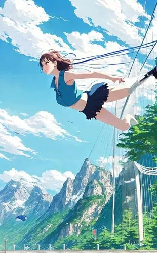 hosoda,cablecar,skycycle,swing,bungy,skywalking,Common,Common,Japanese Manga