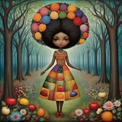 little girl with balloons,girl with tree,girl in a wreath,painter doll,maraca,amerykah,funmi,girl in flowers,girl picking apples,artist doll,girl with a wheel,personaje,pom,african art,jasinski,pysanka,fantasy portrait,erykah,azilah,pompoms,Illustration,Realistic Fantasy,Realistic Fantasy 21