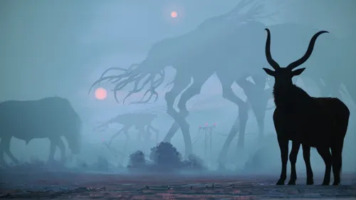 elk,horned,animal silhouettes,glowing antlers,deer silhouette,krampus,cervus elaphus,trioceros,eerie,aurochs,oryx,antelope,european deer,horned cows,prey,stag,ibexes,serengeti,red deer,ring fog