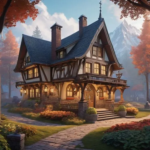 witch's house,victorian house,wooden house,house in the forest,country cottage,crooked house,dreamhouse,country house,little house,maplecroft,house in the mountains,beautiful home,house in mountains,forest house,traditional house,cottage,houses clipart,storybrooke,house painting,home landscape,Illustration,Retro,Retro 12