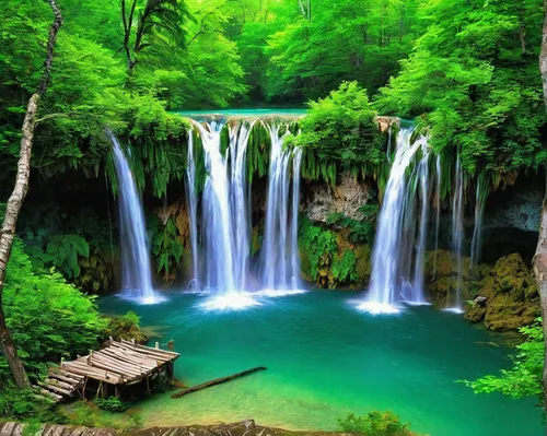 green waterfall,plitvice,waterfalls,green trees with water,erawan waterfall national park,water fall,brown waterfall,landscapes beautiful,waterfall,green landscape,beautiful landscape,background view nature,falls,natural scenery,green forest,water falls,landscape background,nature landscape,mountain spring,wasserfall,Art,Classical Oil Painting,Classical Oil Painting 35