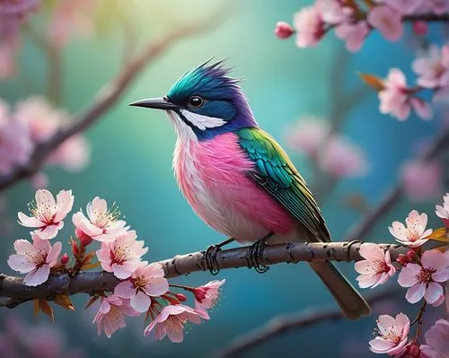 colorful birds,spring bird,bird flower,beautiful bird,asian bird,nature bird,tropical bird,bird on branch,spring nature,colors of spring,spring background,flower and bird illustration,springtime background,colorful background,blue birds and blossom,bird on tree,tropical birds,spring blossom,pink robin,ornamental bird,Illustration,Abstract Fantasy,Abstract Fantasy 17