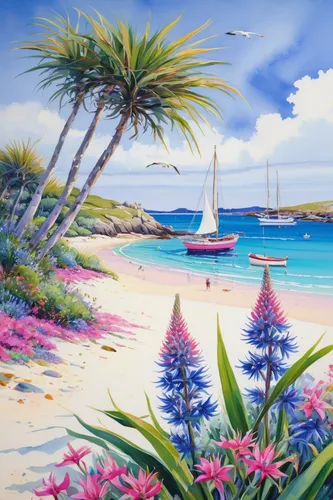 beach landscape,beach scenery,dream beach,coastal landscape,pink beach,beautiful beaches,beautiful beach,landscape background,paradise beach,sailing boats,sailboats,tropical beach,fragrant snow sea,caribbean beach,sea landscape,scilly,rottnest island,isles of scilly,seaside resort,mountain beach,Illustration,Paper based,Paper Based 03