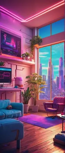 retro styled,aesthetic,80's design,neon coffee,retro diner,electrohome,cyberpunk,apartment lounge,neon cocktails,miami,synth,neon arrows,neon lights,livingroom,modern room,3d background,ufo interior,neon light,an apartment,neon,Conceptual Art,Sci-Fi,Sci-Fi 27