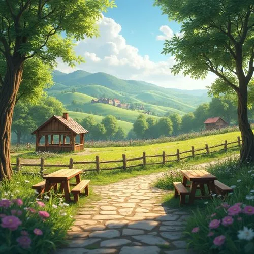 landscape background,home landscape,countryside,meadow landscape,rural landscape,springtime background,beautiful landscape,fantasy landscape,farm landscape,summer day,spring background,farm background,spring morning,mountain scene,cartoon video game background,nature landscape,mountain landscape,nature background,salt meadow landscape,forest landscape,Photography,General,Realistic