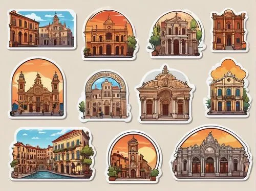 houses clipart,beautiful buildings,paris clip art,palermo,synagogues,city buildings,cuenca,sapienza,seville,city cities,buildings italy,terracotta tiles,viajes,florentia,guadalajara,bologna,departamentos,zacatecas,landmarks,guanajuato,Unique,Design,Sticker