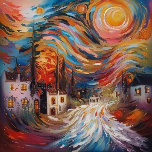 oil painting on canvas,art painting,khokhloma painting,glass painting,church painting,painting technique,oil painting,night scene,motif,oil on canvas,winter village,aurora village,autumn landscape,mur