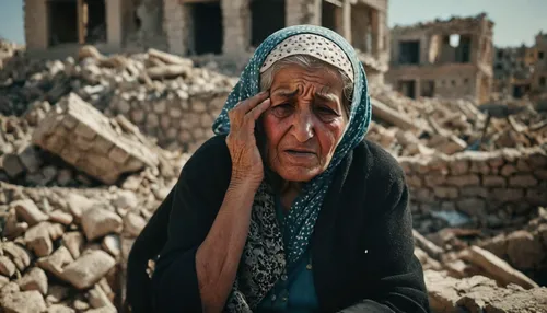 old woman,syrian,syria,demolition,destroyed city,kurdistan,amman,grandmother,war victims,lost in war,rubble,building rubble,praying woman,yemeni,damascus,bağlama,mulukhiyah,refugee,i̇mam bayıldı,elderly lady,Photography,General,Cinematic