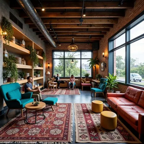 loft,lobby,lounges,lofts,interior decor,contemporary decor,coffeehouse,mid century modern,taproom,hotel lobby,the coffee shop,modern decor,packinghouse,interior design,seating area,harborside,wine bar,coffeehouses,chaise lounge,coffeeshops