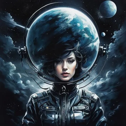 ripley,selene,sci fiction illustration,space art,astronautic,shepard,astronaut,gantz,spacewalker,cortana,shimei,motoko,earth rise,sidonia,astronautics,spacesuit,space suit,alita,sci fi,lunar,Illustration,Paper based,Paper Based 04