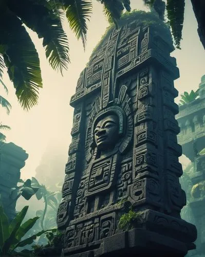 pakal,tlaloc,olmec,mayan,aztec,tikal,yavin,sivalingam,tikis,tropico,mayans,mesoamerican,totems,kukulkan,tanoa,gopuram,aztecs,aztecas,totemic,mesoamerica,Conceptual Art,Sci-Fi,Sci-Fi 29