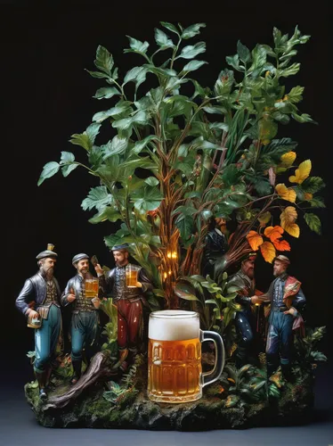 beer stein,beer mug,beer sets,diorama,apfelwein,beer pitcher,tankard,beer table sets,brouwerij bosteels,beer glass,the production of the beer,miniature figures,oktoberfest celebrations,pint glass,seasonal autumn decoration,waldmeister,forest workers,apple beer,beer tap,gnomes at table,Photography,Artistic Photography,Artistic Photography 02