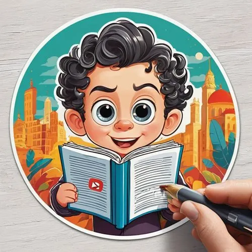 kids illustration,retro 1950's clip art,telegram icon,icon magnifying,chongqing,reading magnifying glass,Unique,Design,Sticker