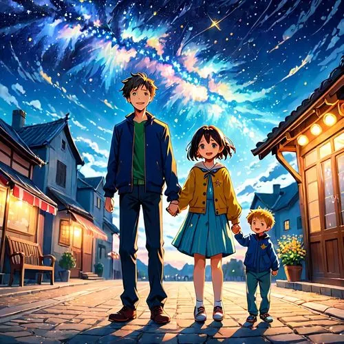 digidestined,starry sky,studio ghibli,star sky,shinran,lyoko,Anime,Anime,Realistic