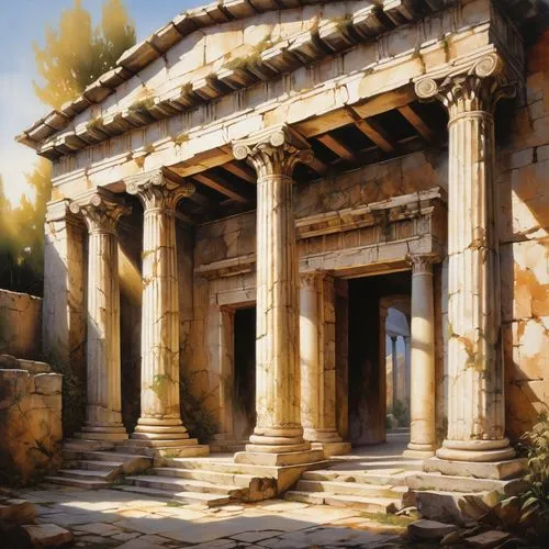 greek temple,artemis temple,ephesus,amphipolis,roman temple,ancient house,metapontum,tiryns,ancient buildings,panagora,laodicea,temple of diana,delphi,ancient city,ancient,erechtheus,the ancient world,palace of knossos,acropolis,knossos,Conceptual Art,Oil color,Oil Color 09