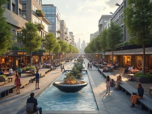 pedestrianized,broadmead,sanlitun,omotesando,biopolis,waterplace,citycenter,waterstreet,urban design,renderings,broadgate,shimbashi,marunouchi,3d rendering,shopping street,azabu,abdali,inlet place,landscape design sydney,liveability,Photography,General,Realistic