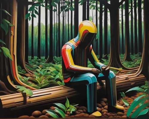 forest man,wooden man,indigenous painting,wooden mannequin,bodypainting,wooden figure,primitive man,pachamama,forest background,neon body painting,the forests,forest workers,thinking man,farmer in the woods,woodsman,wooden figures,forests,trogon,the forest,man praying,Art,Artistic Painting,Artistic Painting 34