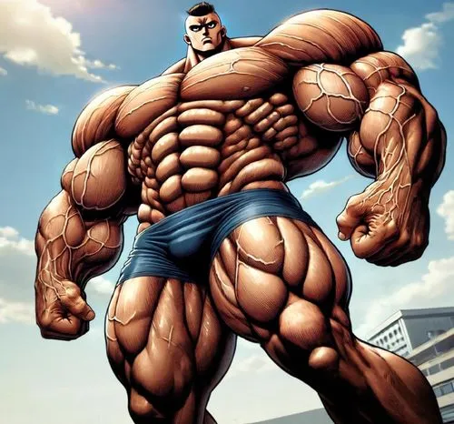 A close up of a person in an animated muscled avatar full of rib muscles and bulging abs!,omac,muscle man,namor,liefeld,kuperman,bufferin