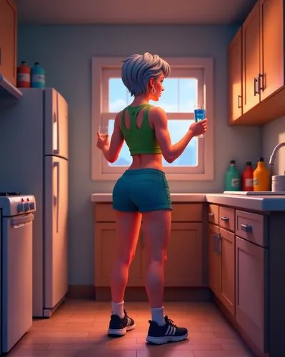 girl in the kitchen,star kitchen,noodle image,renderman,marinette,the kitchen