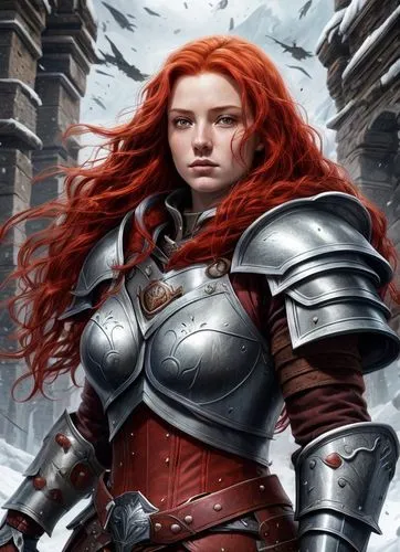 female warrior,joan of arc,heroic fantasy,red-haired,dwarf sundheim,paladin,red,eufiliya,elaeis,fantasy woman,warrior woman,strong woman,swordswoman,massively multiplayer online role-playing game,cata