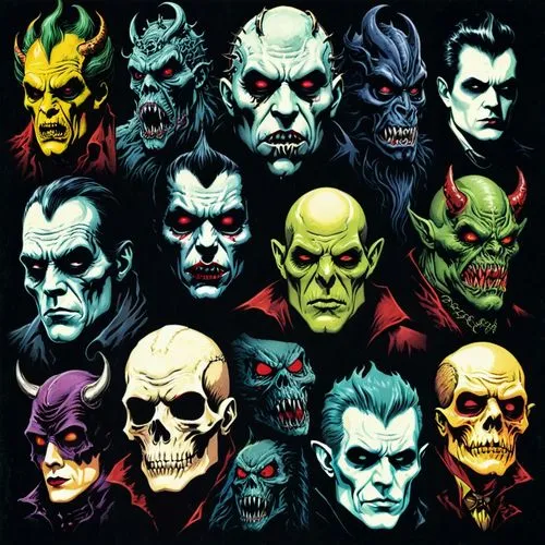 skrulls,munsters,nightbreed,madhouses,day of the dead icons,wishmaster,Illustration,Realistic Fantasy,Realistic Fantasy 46