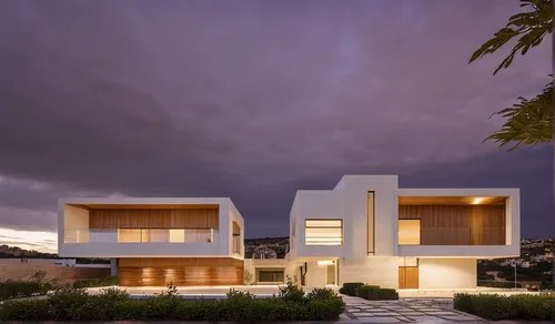 2 family villa in Hod Hasharon, 
use origin shape
white walls HPL
wooden louvers on windows

,modern house,dunes house,modern architecture,cube house,cube stilt houses,cubic house,residential house,re