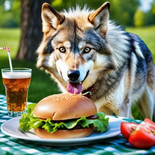 dog puppy while it is eating,burger,domestic animal,outdoor dog,small animal food,burgers,cheeseburger,hamburgers,fast food,fastfood,delicious meal,burguer,picnic,hamburger,picnic table,summer foods,dog food,omnivore,appetite,big hamburger,Photography,General,Realistic